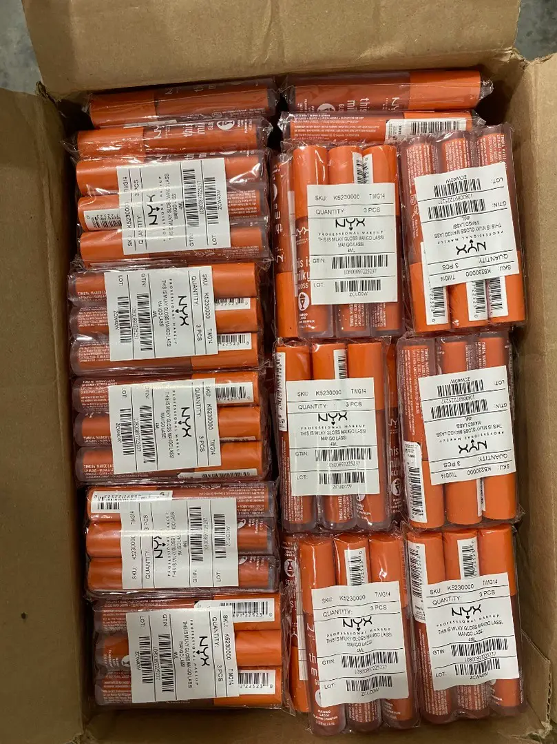 Case filled with NYX Milky Gloss lip gloss units